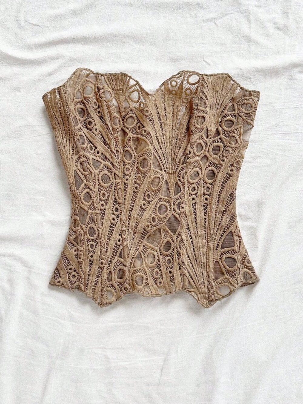 Brown Avant-Garde Women's Double-Layer Corset Bustier Embroidered Shapewear - Picture 6 of 8